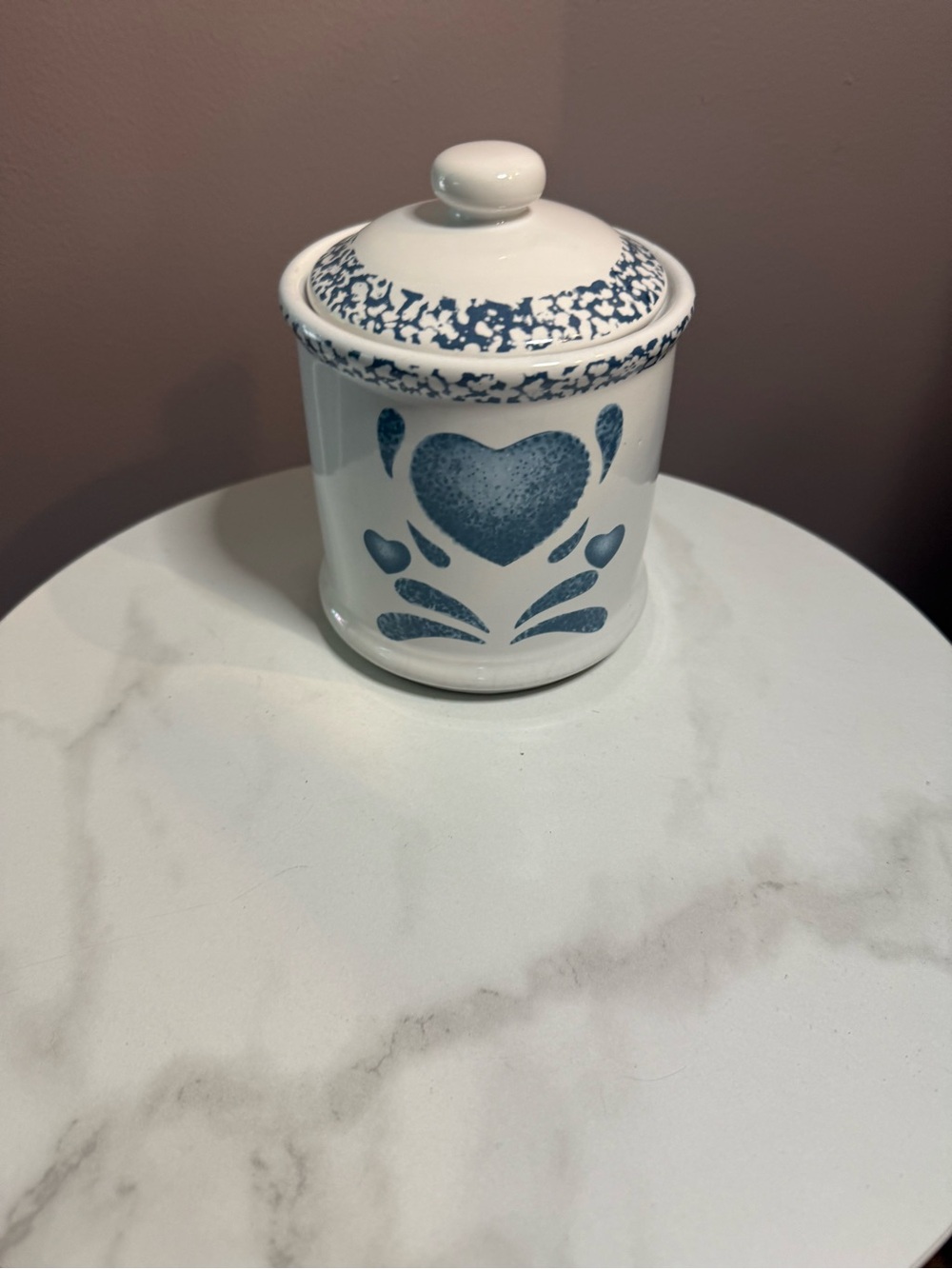 Blue Heart Ceramic Canister with Lid medium